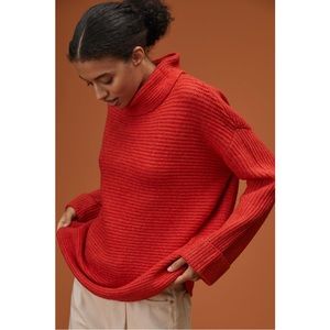 Anthropologie Pilcro Red Cowl Neck Oversized Pullover Sweater